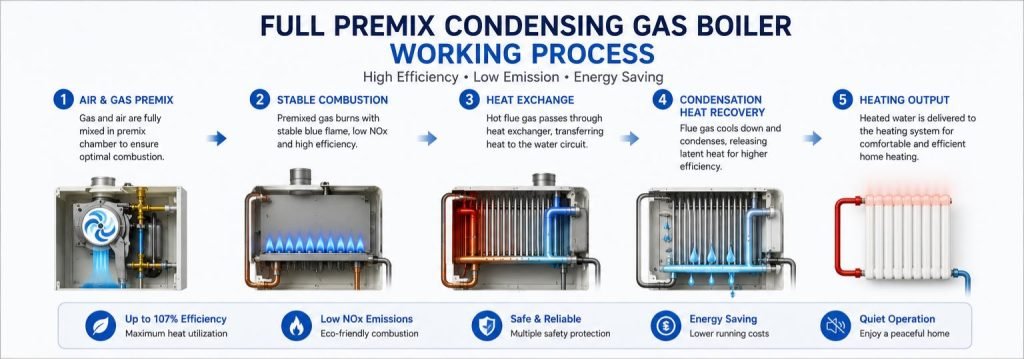 Full premix condensing gas boiler efficiency benefits
