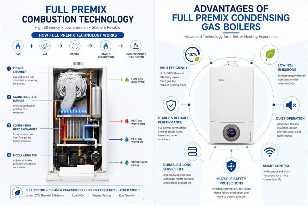 Full premix condensing gas boiler wall-hung unit